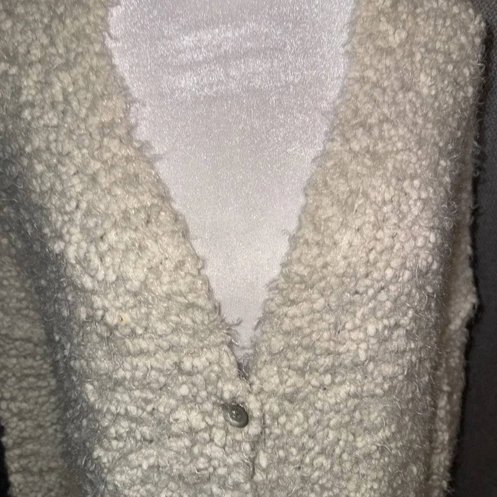 FREE PEOPLE  Boucle FUZZY SWEATER CARDIGAN Women's Size XS Oversized IVORY Boho